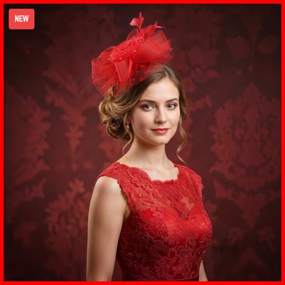 6-Piece Women\'s Fascinator Set with Feathers Mesh Flowers Vintage Style main image 7